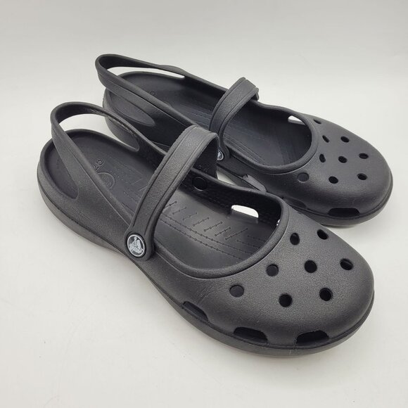 Crocs Shayna Women's 9 Mary Jane Shoes Slingback Slip On Sandals Black - Picture 1 of 12